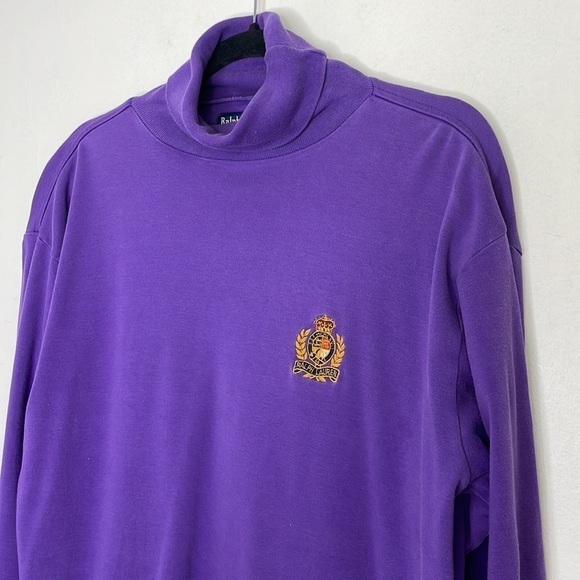 Ralph Lauren cotton saturated crest purple turtleneck - Picture 2 of 8